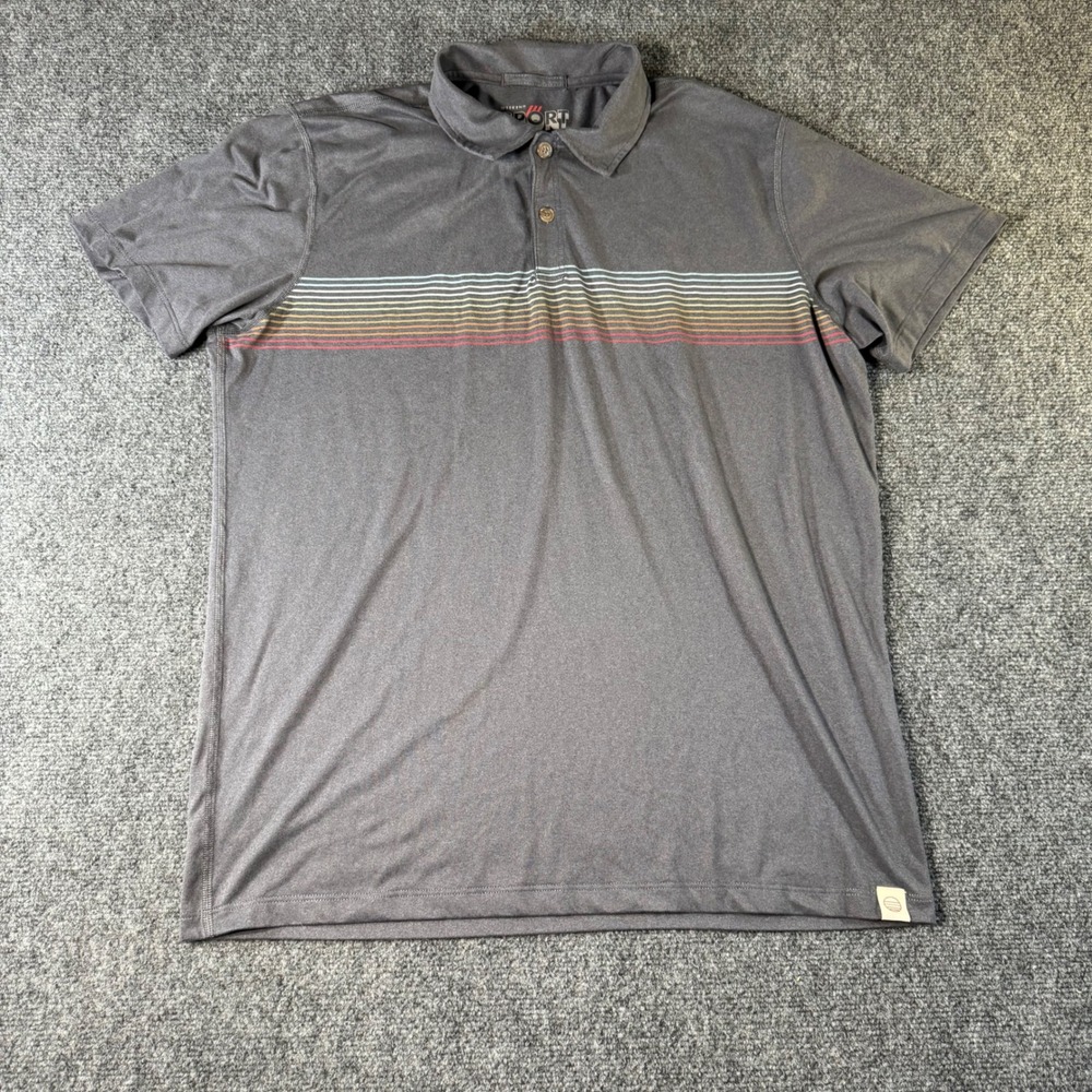 Marine Layer Weekend Sport Mens Medium Gray Multi Stripe Polo Shirt 15862